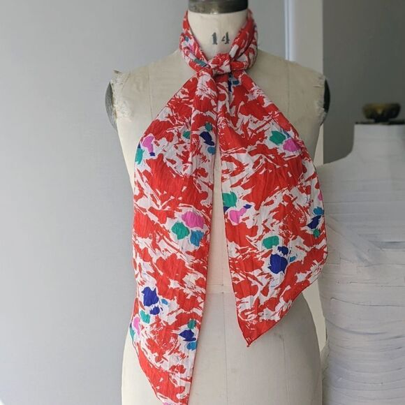 Vintage Accessories - Long Vintage 100% Silk Scarf/Wrap